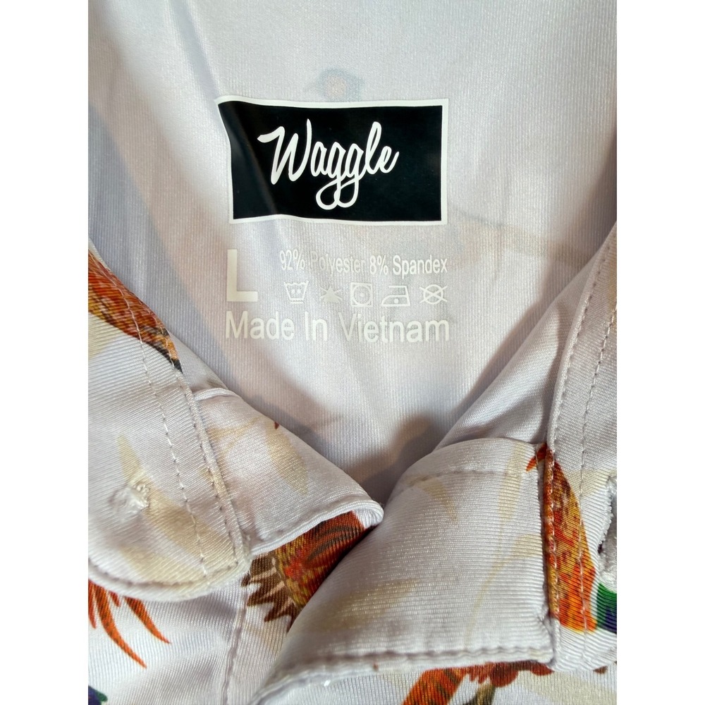Waggle Mens Pheasant Golf Polo Shirt Large Short Sleeve Bird Print Performance - Picture 2 of 5